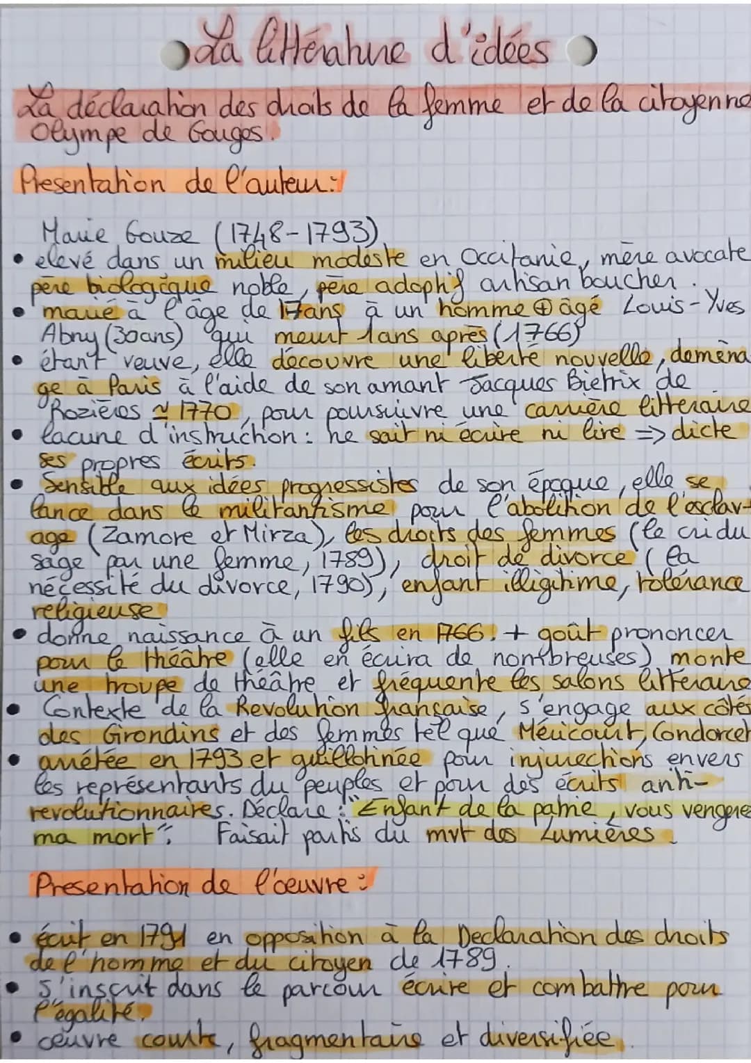 Dissertation, La déclaration des droits de la femmes et de la citoyenne (DDFC), Olympe de Gouges