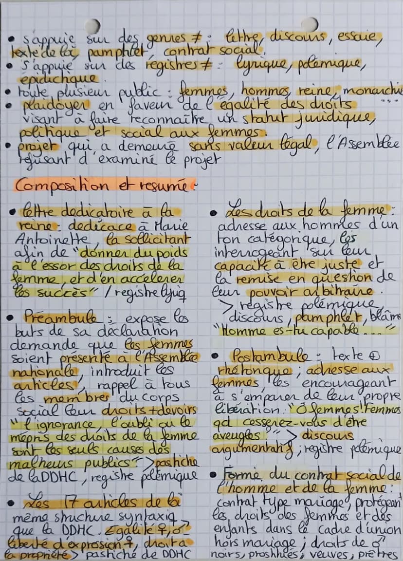 La littérature d'idées)
La déclaration des droits de la femme et de la citoyenne
Olympe de Gouges.
Presentation de l'auteur:
Marie Gouze (17