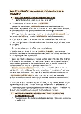 Know Guide de révision - Géographie / Une diversification des espaces et des acteurs de la production thumbnail
