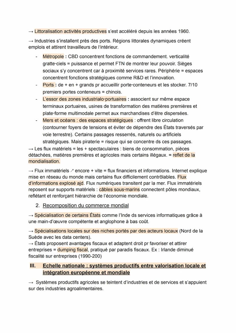 Une diversification des espaces et des acteurs de la
production
I.
Une diversité croissante des espaces productifs
1. << Déterritorialisatio