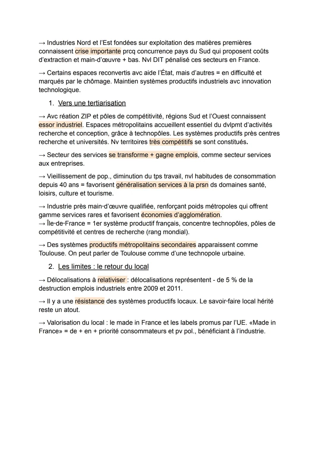 Une diversification des espaces et des acteurs de la
production
I.
Une diversité croissante des espaces productifs
1. << Déterritorialisatio