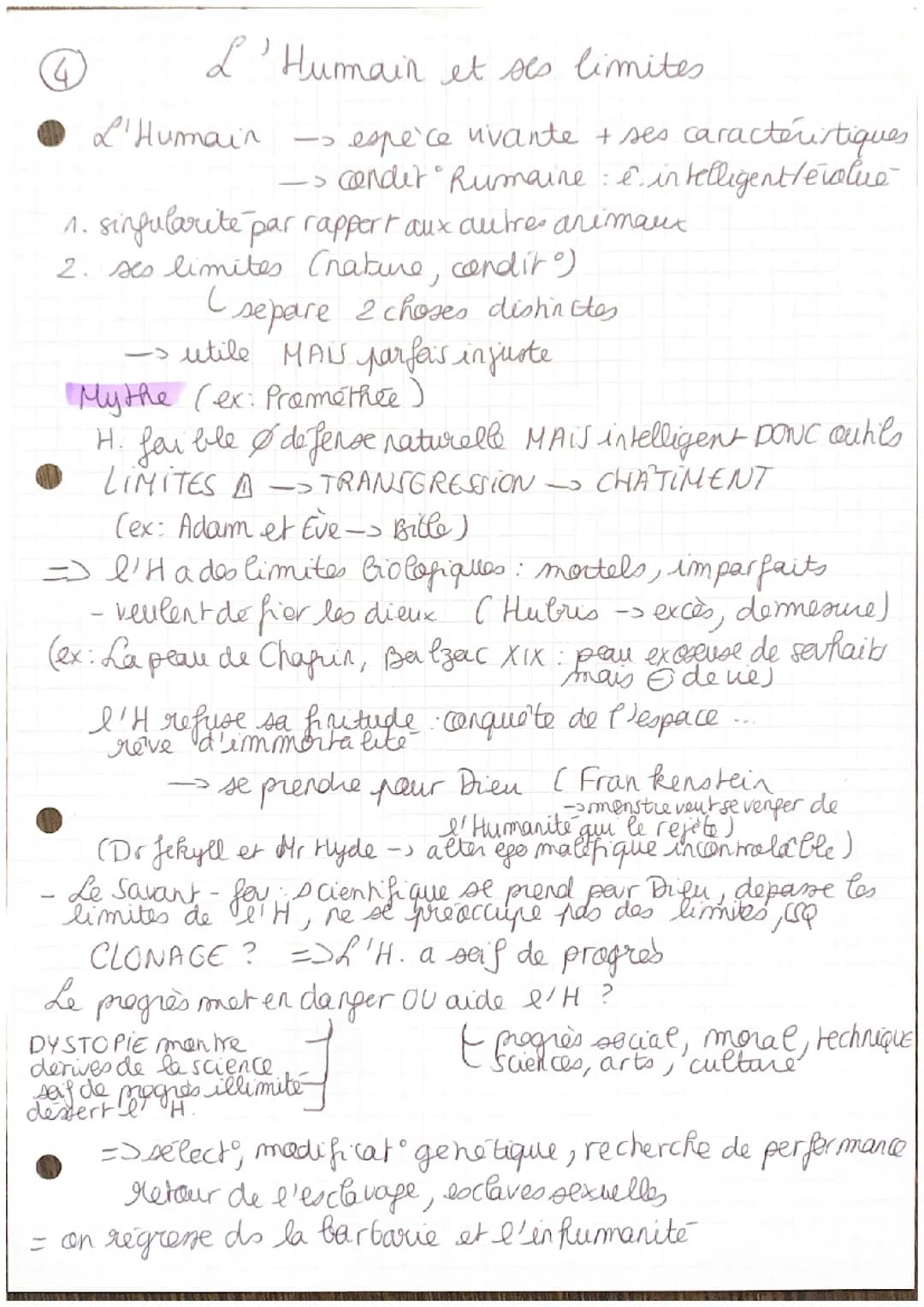 L’humain et ses limites HLP terminale