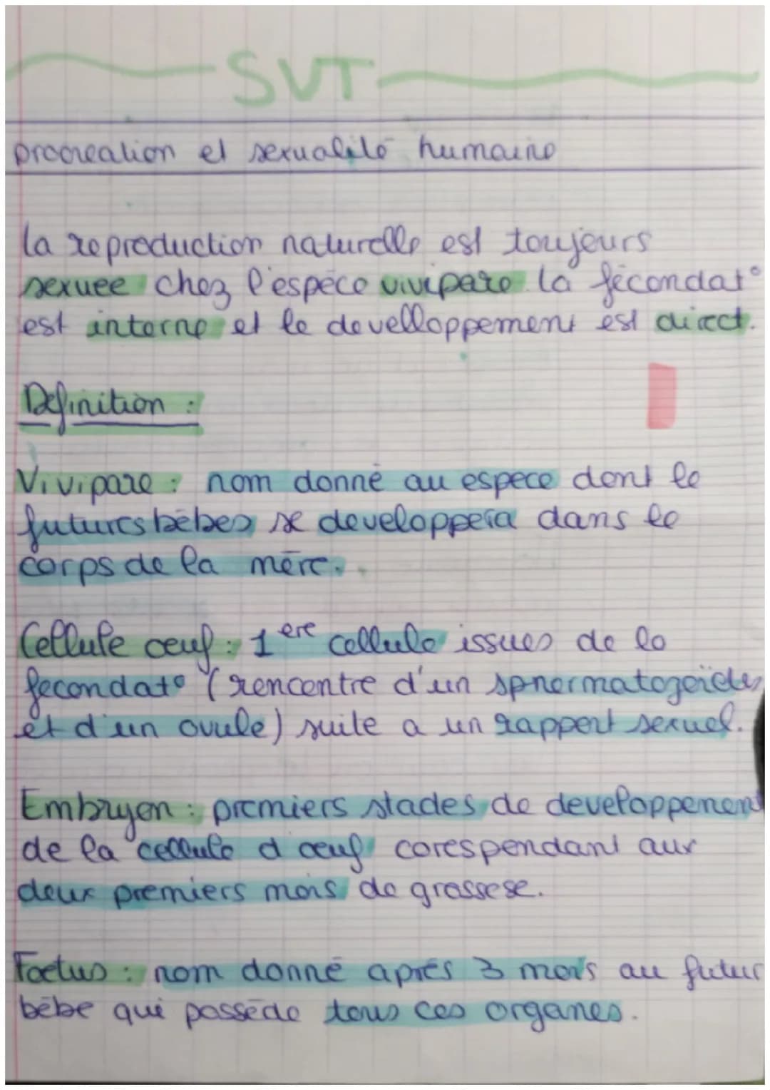Définition importante de la procréation et sexualité humaine 