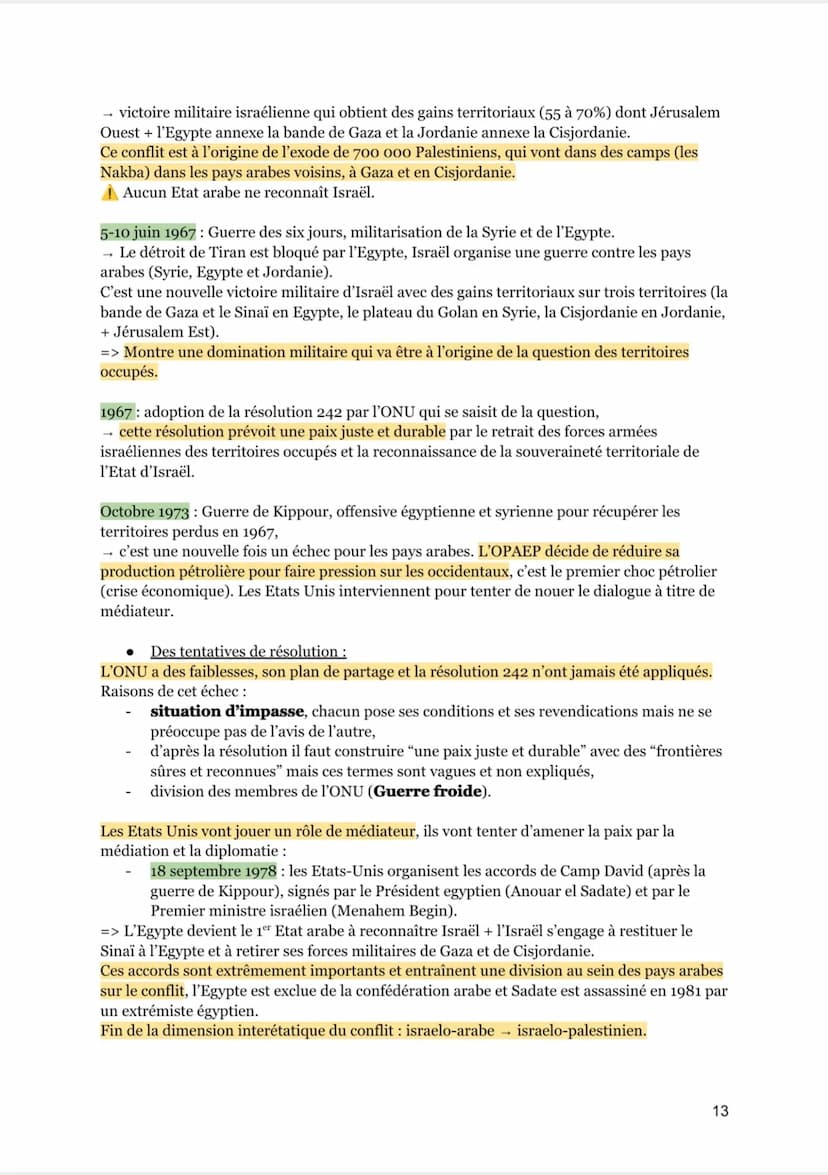 FAIRE LA GUERRE, FAIRE LA PAIX : FORMES DE CONFLITS ET MODES DE
RÉSOLUTION
AXE CONCLUSIF: le Moyen-Orient : conflits régionaux et tentatives