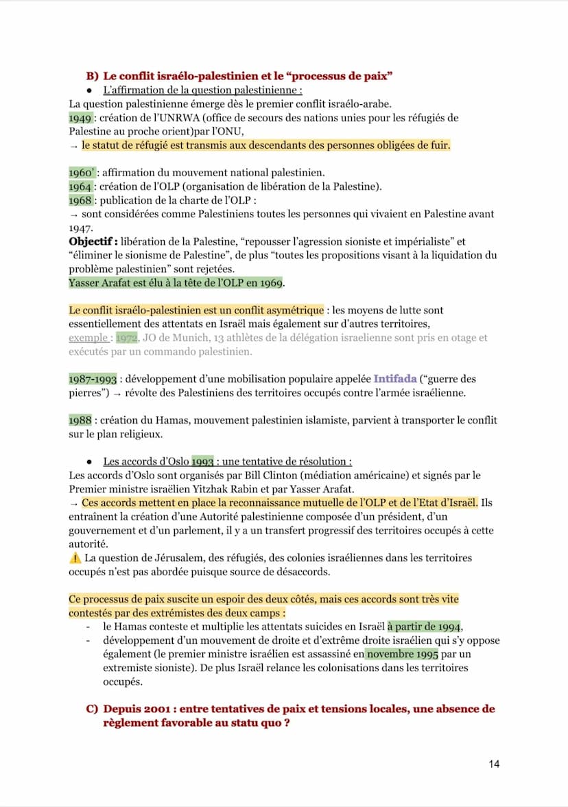 FAIRE LA GUERRE, FAIRE LA PAIX : FORMES DE CONFLITS ET MODES DE
RÉSOLUTION
AXE CONCLUSIF: le Moyen-Orient : conflits régionaux et tentatives