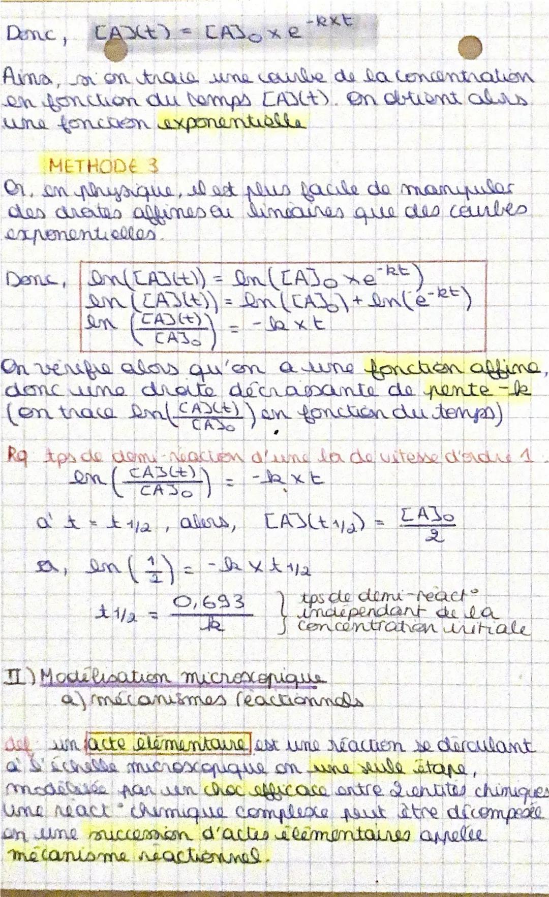 # Chapitre 5

de la cinétique d'une transformation chimique
et modélisat° microscopique

I) Loi de vitesse d'ordre 1
a) réaction d'ordre 1


