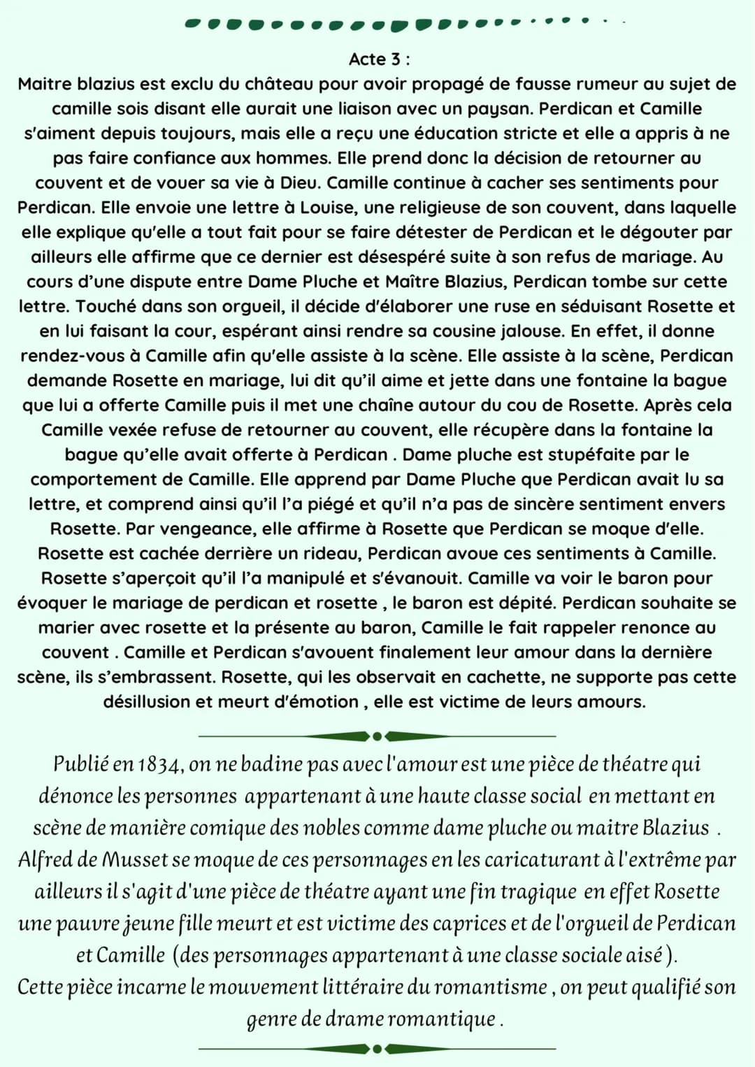 Acte 3:
Maitre blazius est exclu du château pour avoir propagé de fausse rumeur au sujet de
camille sois disant elle aurait une liaison avec