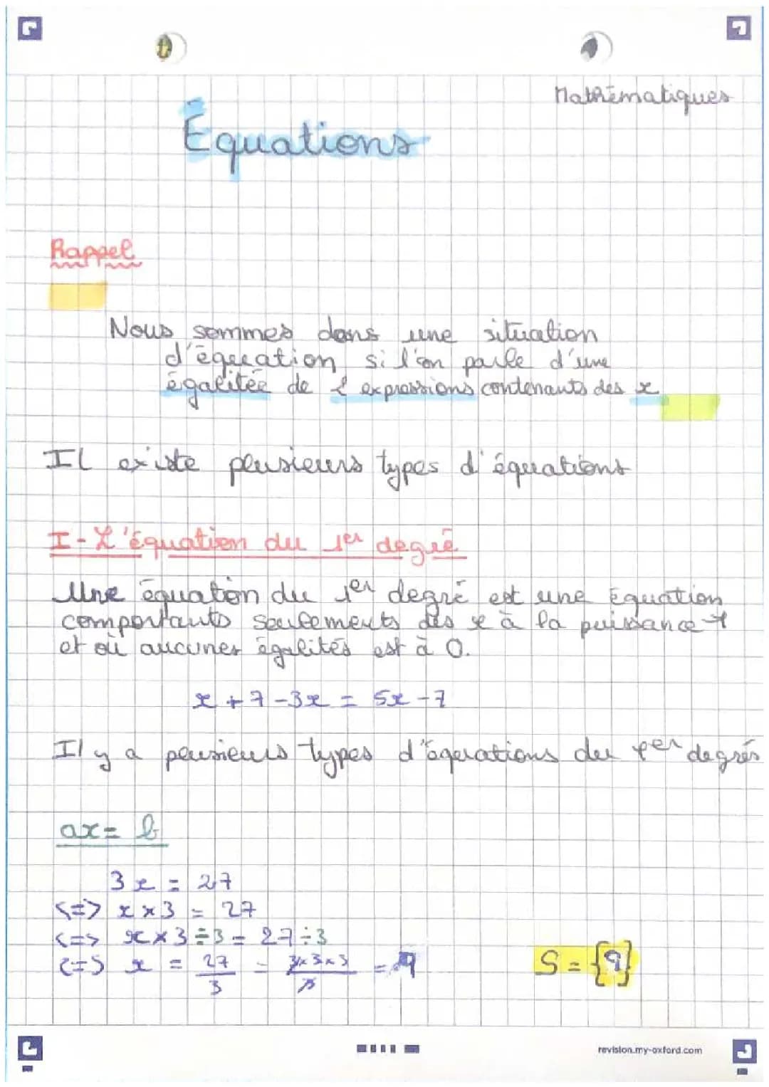 Comprendre les Équations du Premier Degré
