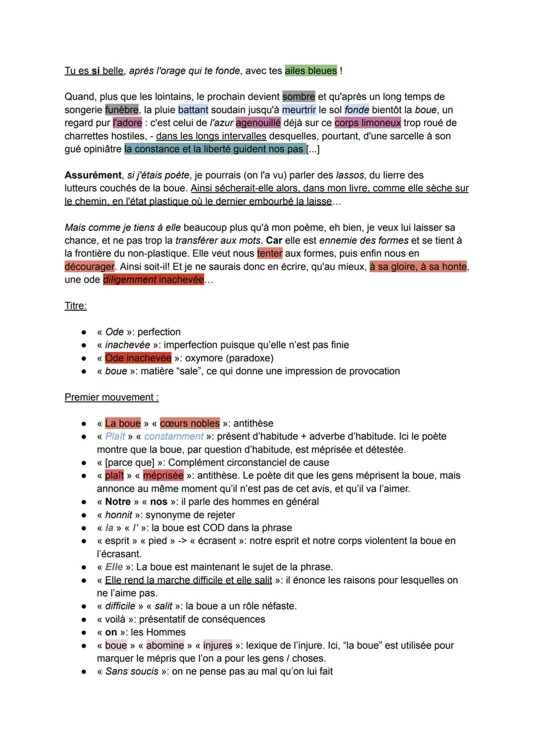 Texte 4: Francis Ponge, Pièce, Ode inachevée à la boue (extrait)
Parcours : Alchimie poétique: la boue et l'or
Objet d'étude: La poésie du X