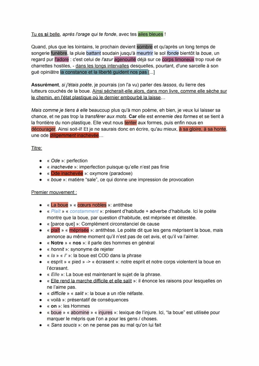 Texte 4: Francis Ponge, Pièce, Ode inachevée à la boue (extrait)
Parcours : Alchimie poétique: la boue et l'or
Objet d'étude: La poésie du X