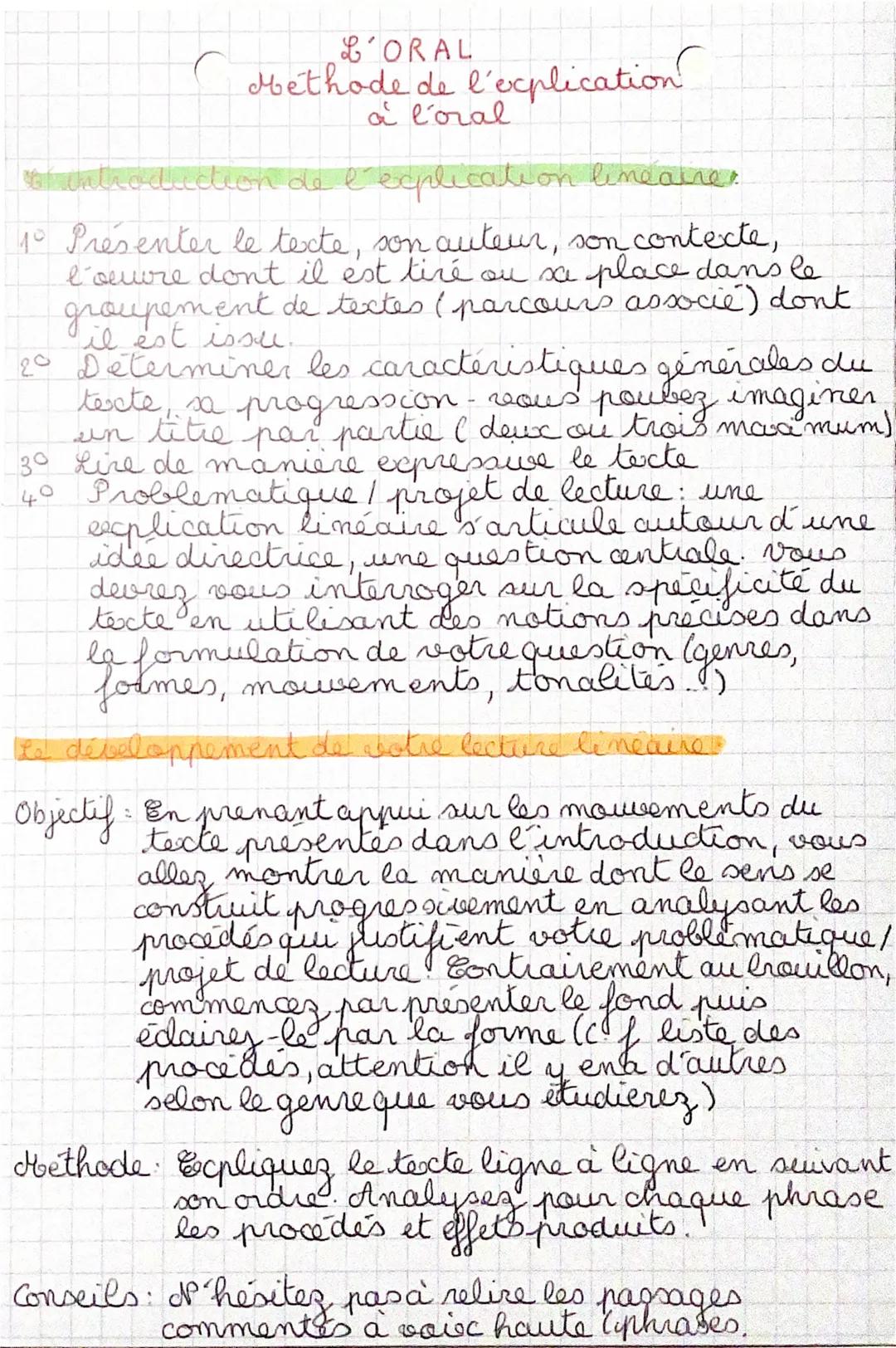 # L'ORAL
Méthode de l'explication
à l'oral

introduction de l'explication linéairer

1° Présenter le texte, son auteur, son contexte,
l'œuvr