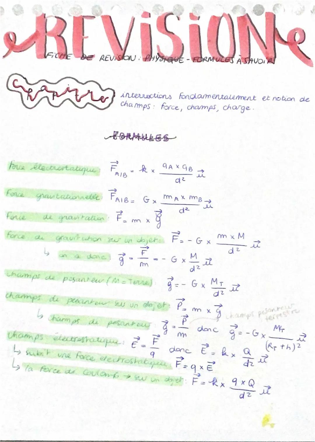 Cours PDF de Gravitation Universelle et Champ Électrostatique pour les Nuls