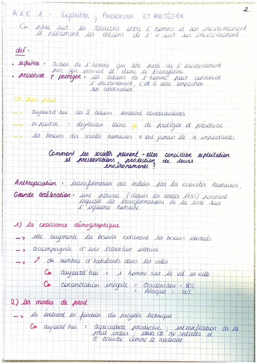 l'environnement
theme 5 l'environement, entre exploitation et protection
en quoi la relation entre l'humanité et son E
est elle un enjev geo