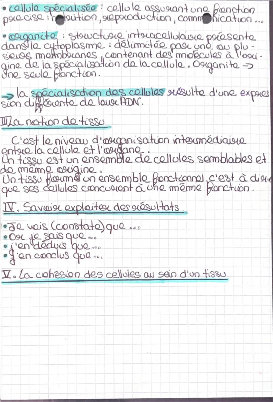 --- OCR Start ---
sut
L'organisme pluricellulaire, un ensemble de cellule
Spécialisées.
I. Connaître les différentes sichelles du vivant
Du 