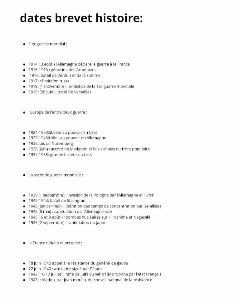 Know dates brevet histoire  thumbnail