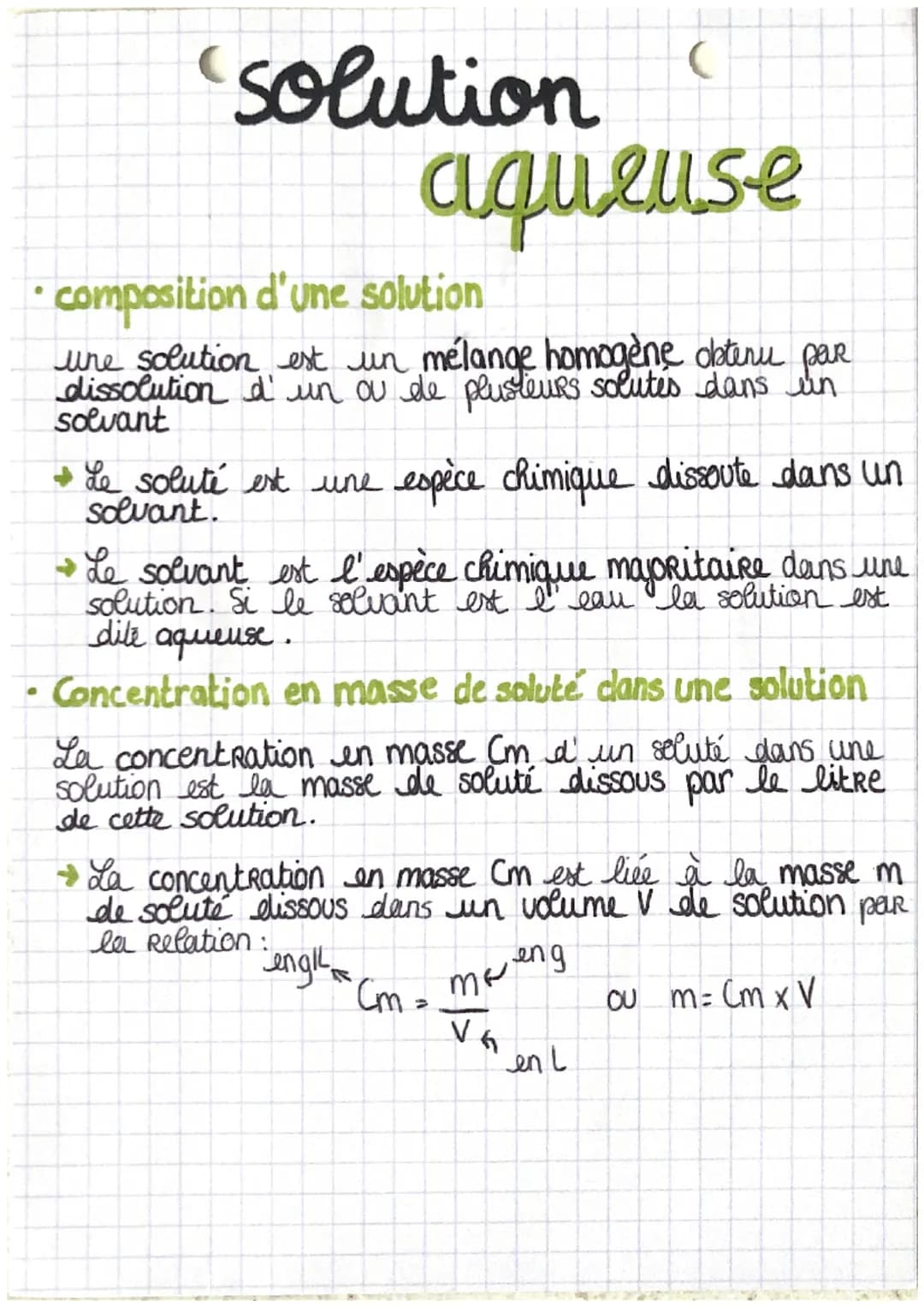 ●
solution
aqueuse
composition d'une solution
une solution est un mélange homogène obtenu par
dissolution d'un ou de plusteurs solutes dans 