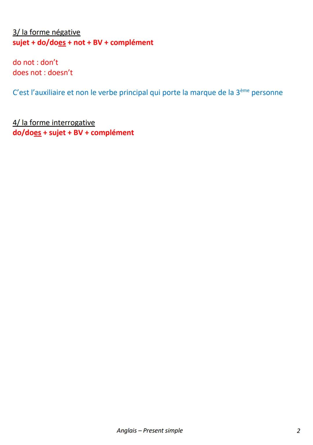 -> présent du français
1/ différents adverbes à utiliser en présent simple
- every day : chaque jour
- every month : chaque mois
- always : 