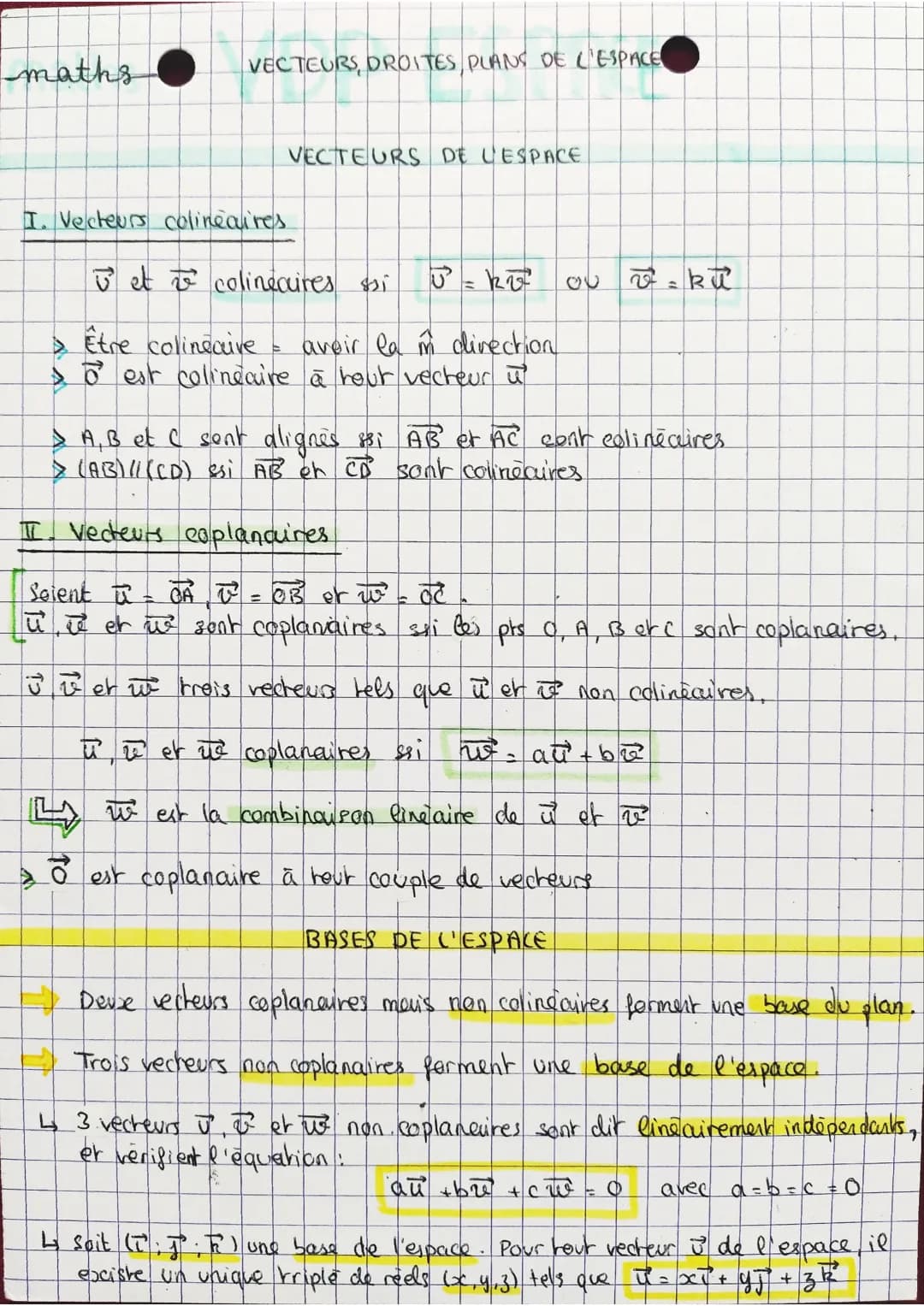 maths
VECTEURS, DROITES PLANS DE L'ESPACE
VECTEURS DE L'ESPACE
I. Vecteurs colinéaires
J²² =2₁²²
> Etre colineative
avoir la m direction
> o