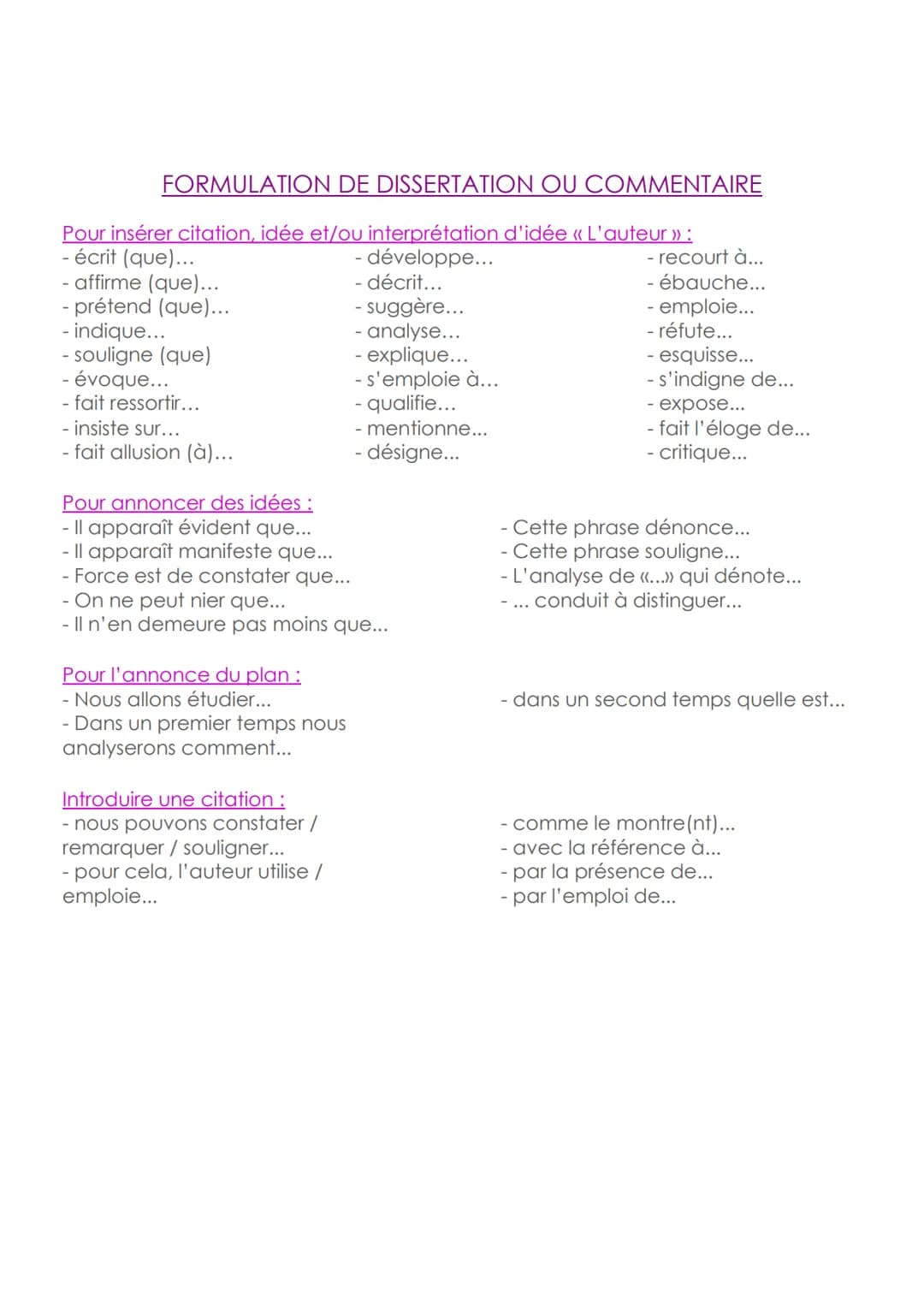 DISSERTATION
1. Fonction de la dissertation
Vous devez convaincre le lecteur en donnant des arguments et des exemples
pertinents qui réponde