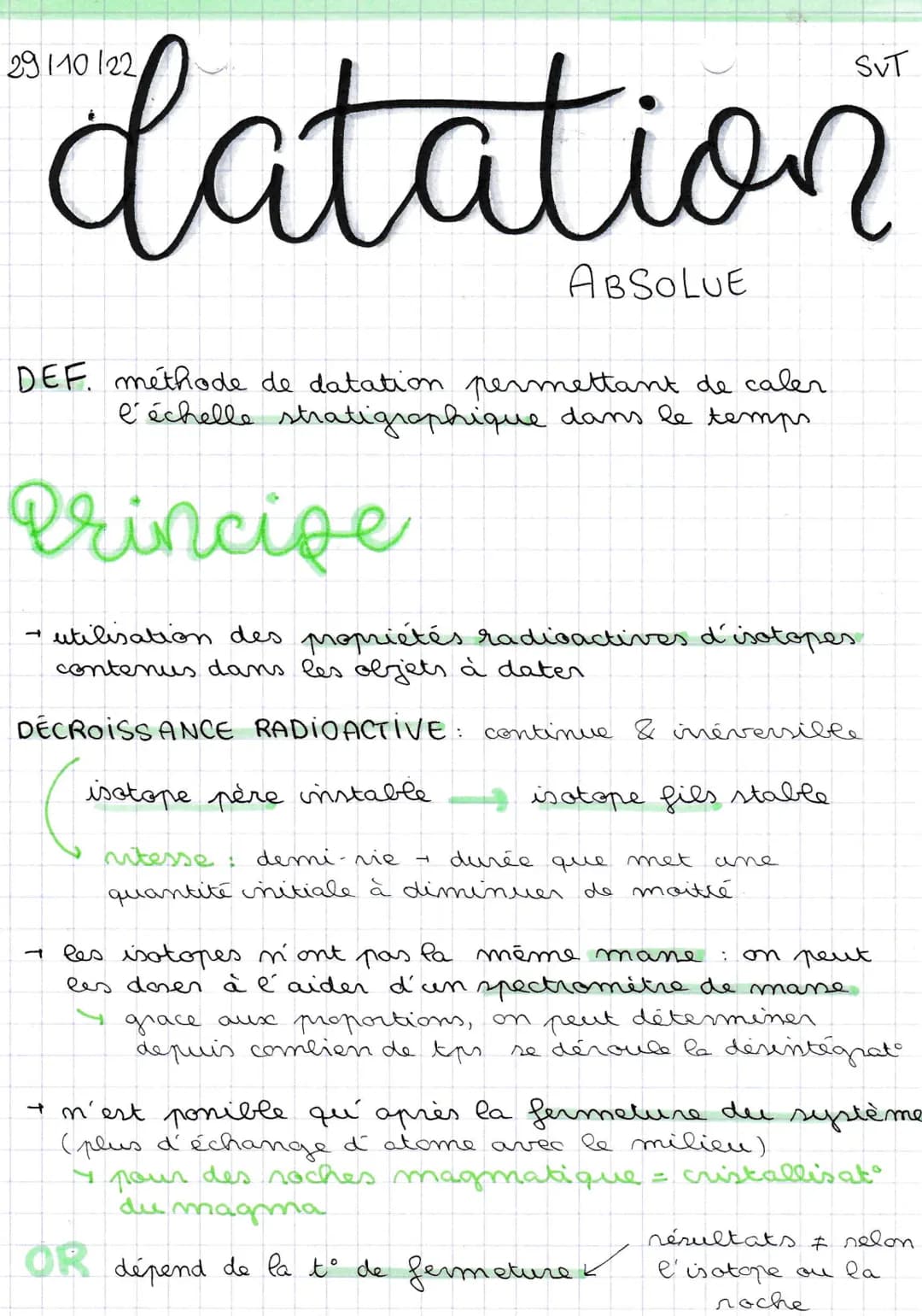 29
datation
ABSOLUE
DEF. méthode de datation permettant de caler
l'échelle stratigraphique dans le temps.
Principe
-
utilisation des proprié