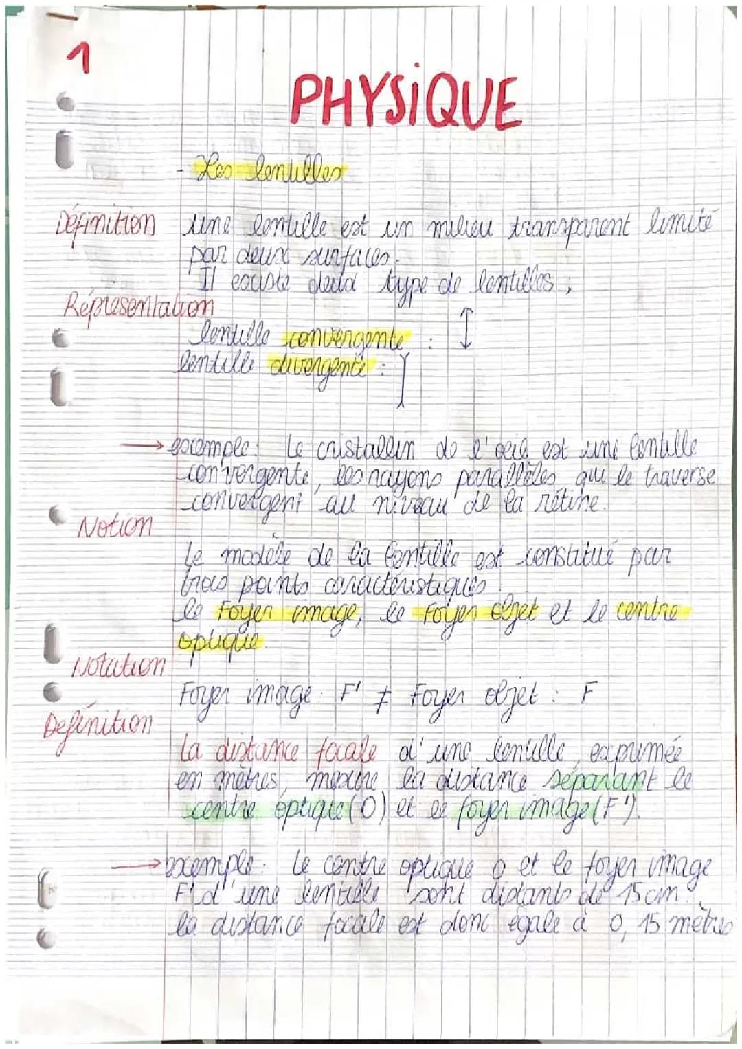 Cours et Exercices Corrigés sur les Lentilles Convergentes et Divergentes PDF