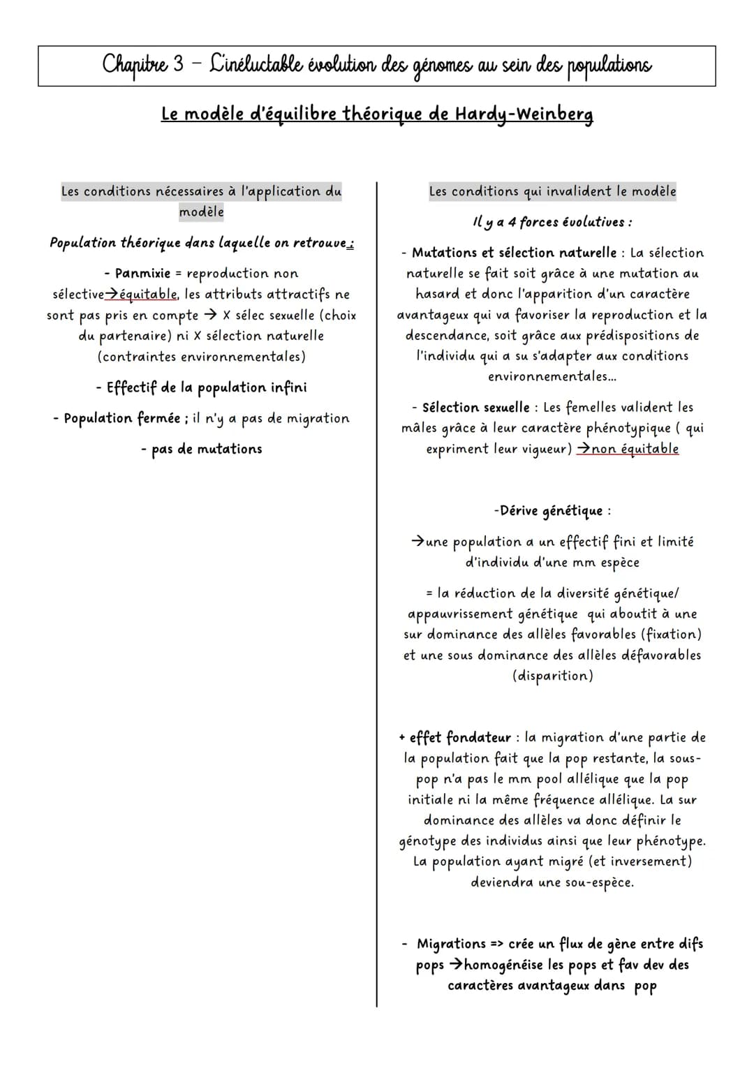 Chapitre 3 - L'inéluctable évolution des génomes au sein des populations
Le modèle d'équilibre théorique de Hardy-Weinberg
Les conditions né
