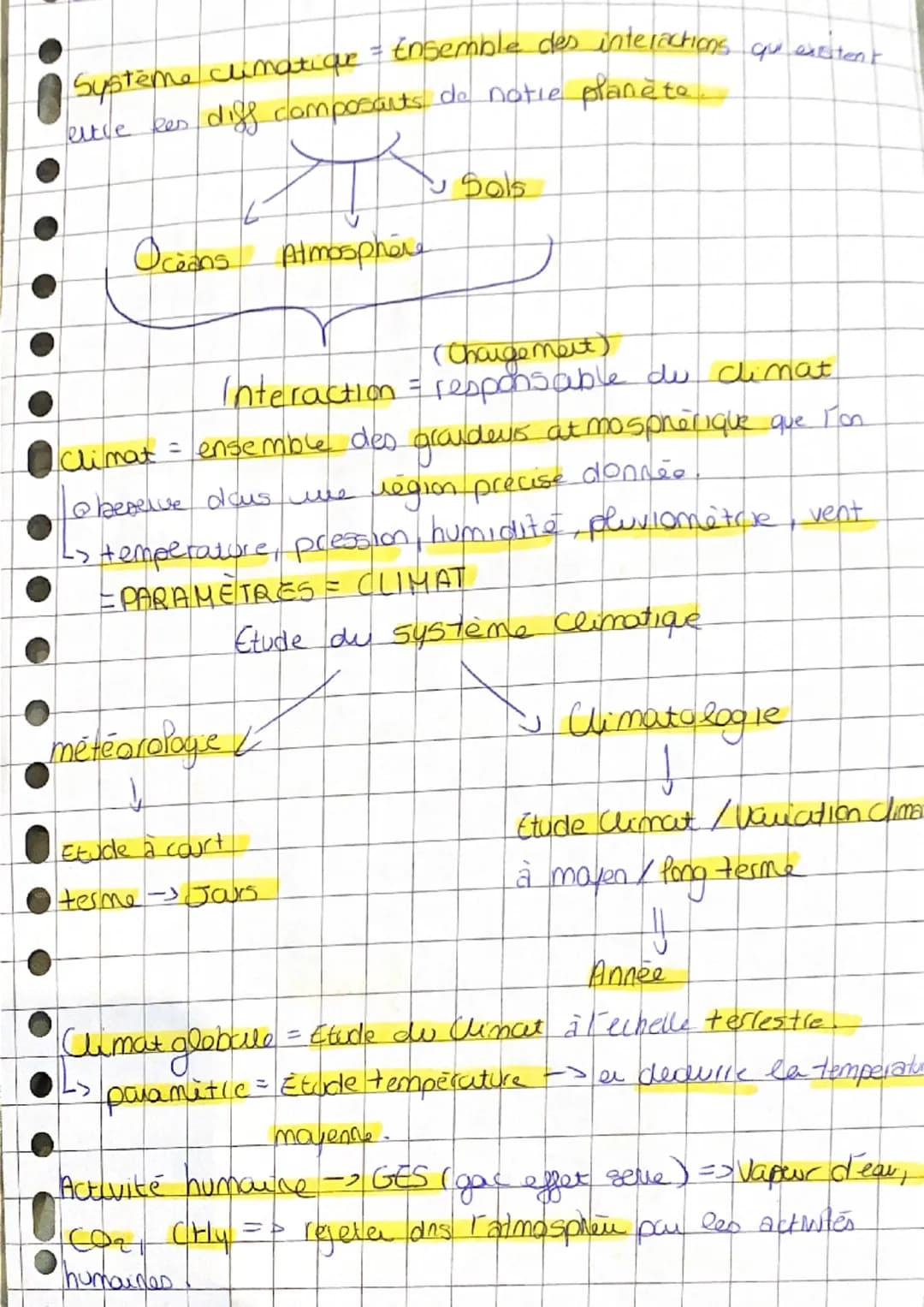 Système climatique = Ensemble des interactions que existent
les diff composants de notre planete
leitle
Oceans Atmosphère
~ Sols
(Chaurgemen
