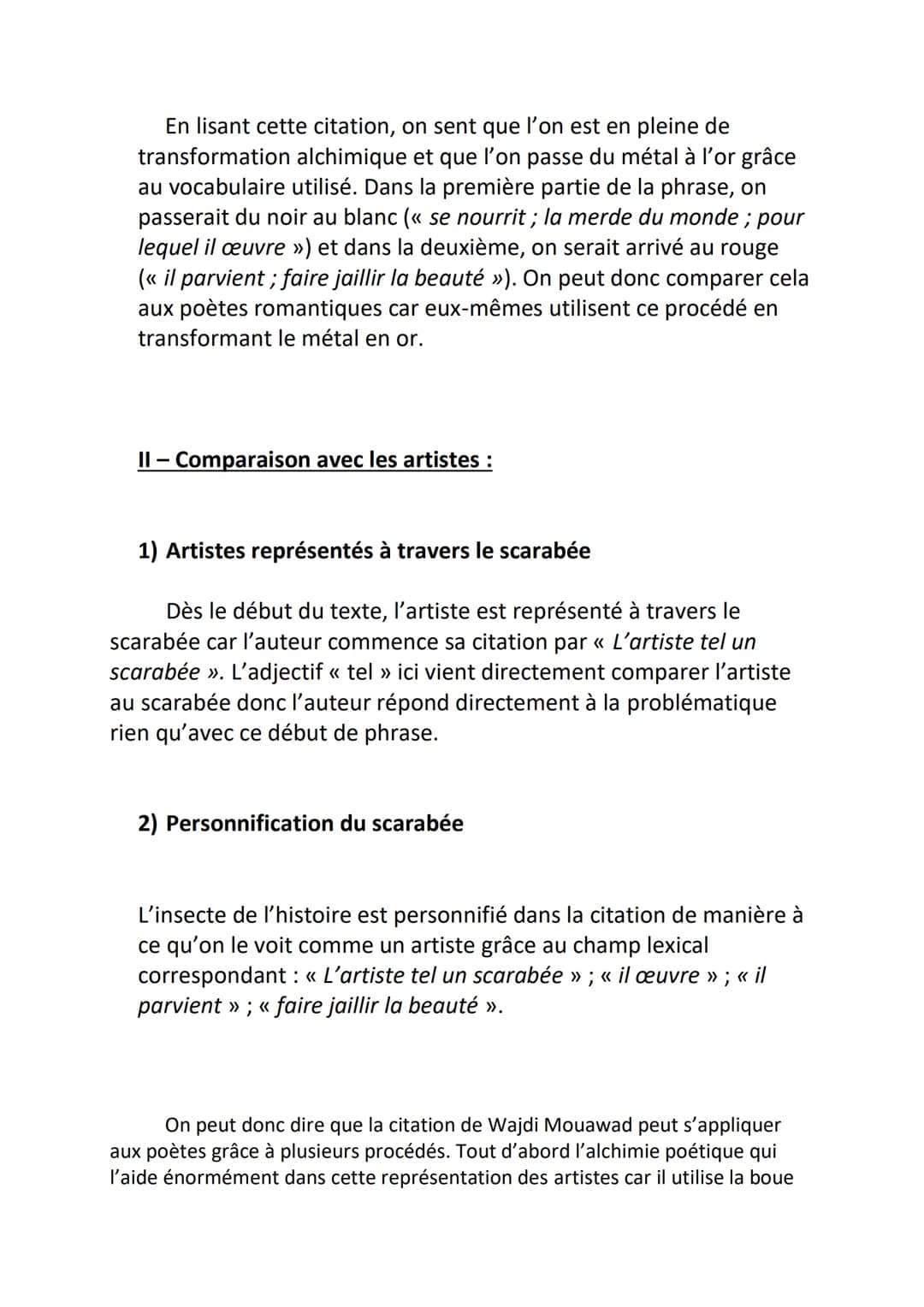 En quoi cette citation de Wajdi Mouawad peut-elle s'appliquer aux
poètes ?
<< L'artiste tel un scarabée, se nourrit de la merde du monde pou