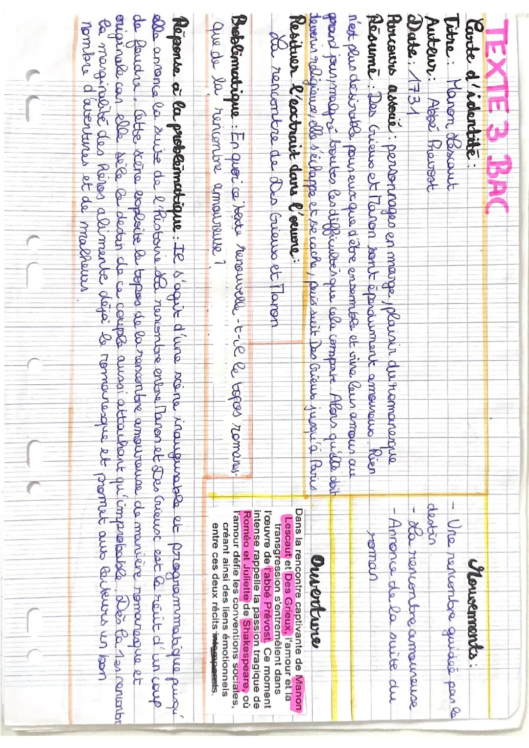 analyse linéaire sur la rencontre entre manon lescaut et des grieux du roman manon lescaut de l’abbé prévost 
