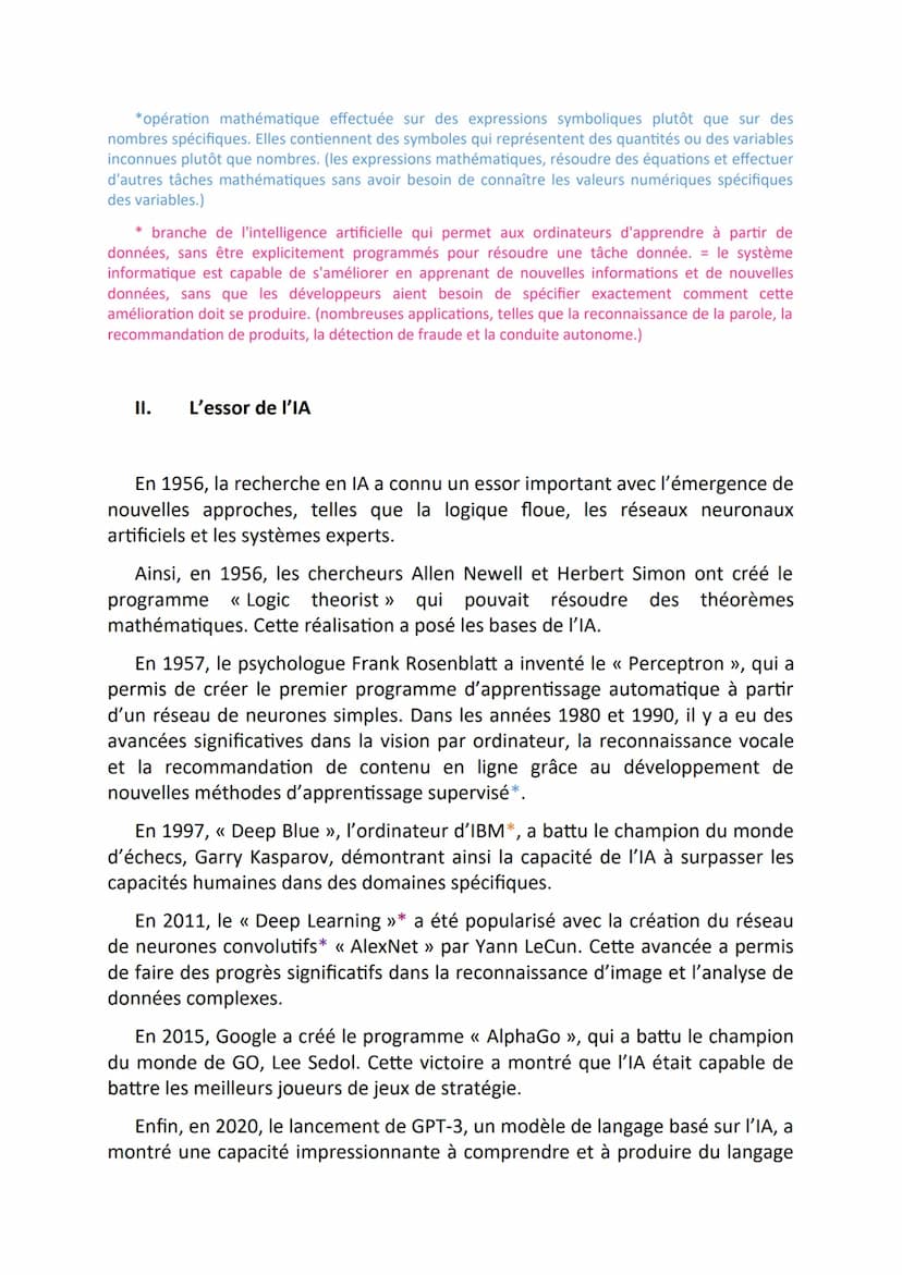 Introduction
ENS EXPOSE
L'HISTOIRE DE L'INTELLIGENCE ARTIFICIELLE
L'intelligence artificielle, aussi connue sous le nom d'IA, correspond à
l
