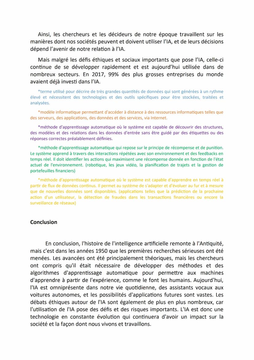 Introduction
ENS EXPOSE
L'HISTOIRE DE L'INTELLIGENCE ARTIFICIELLE
L'intelligence artificielle, aussi connue sous le nom d'IA, correspond à
l
