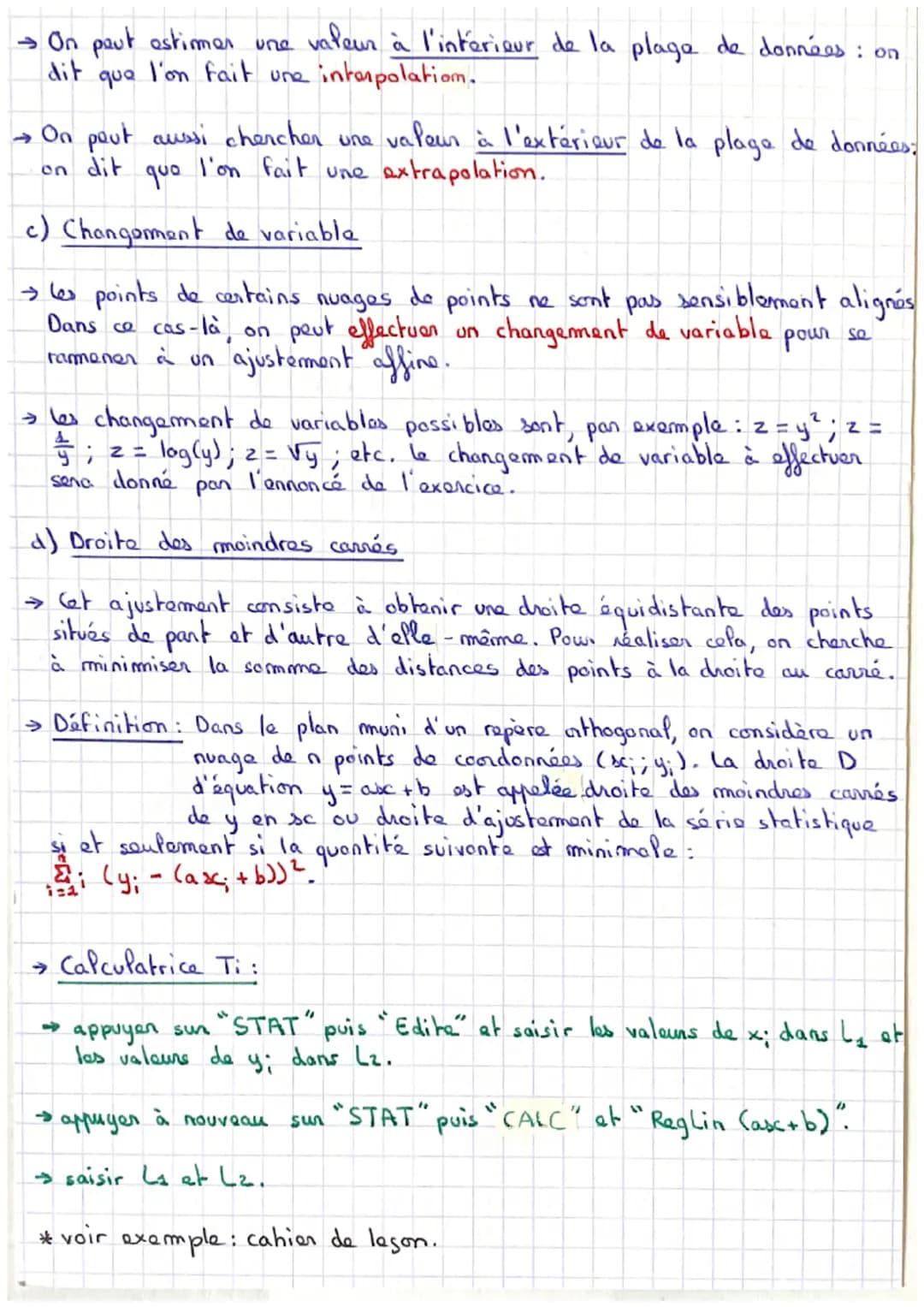 STATISTIQUES À DEUX VARIABLES
1) Nuages de points at point moyen
→ Dans un repère orthogonal, l'ensemble des point M. de
coordonées (x;; y;)
