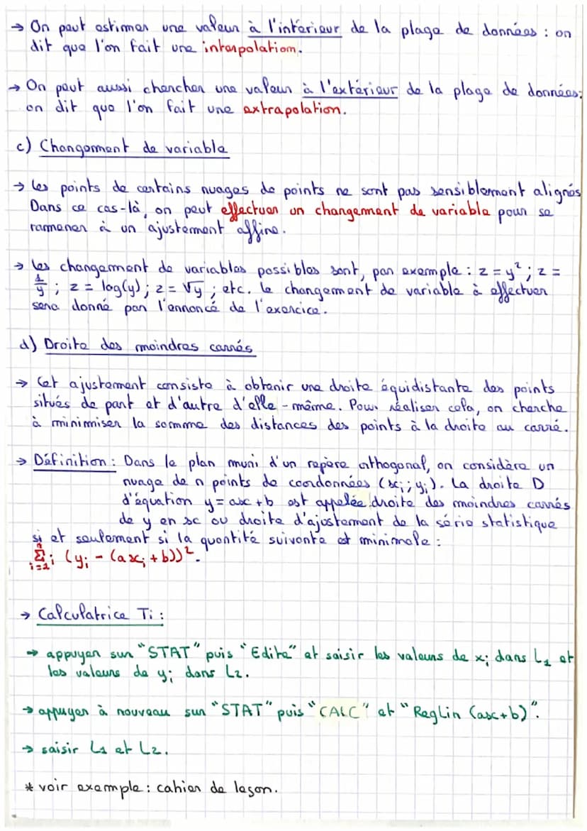 STATISTIQUES À DEUX VARIABLES
1) Nuages de points at point moyen
→ Dans un repère orthogonal, l'ensemble des point M. de
coordonées (x;; y;)