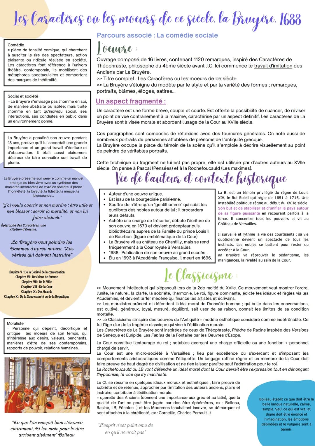 Les · Caractères où les moeurs de ce siècle.
Comédie
= pièce de tonalité comique, qui cherchent
à susciter le rire des spectateurs, action
p