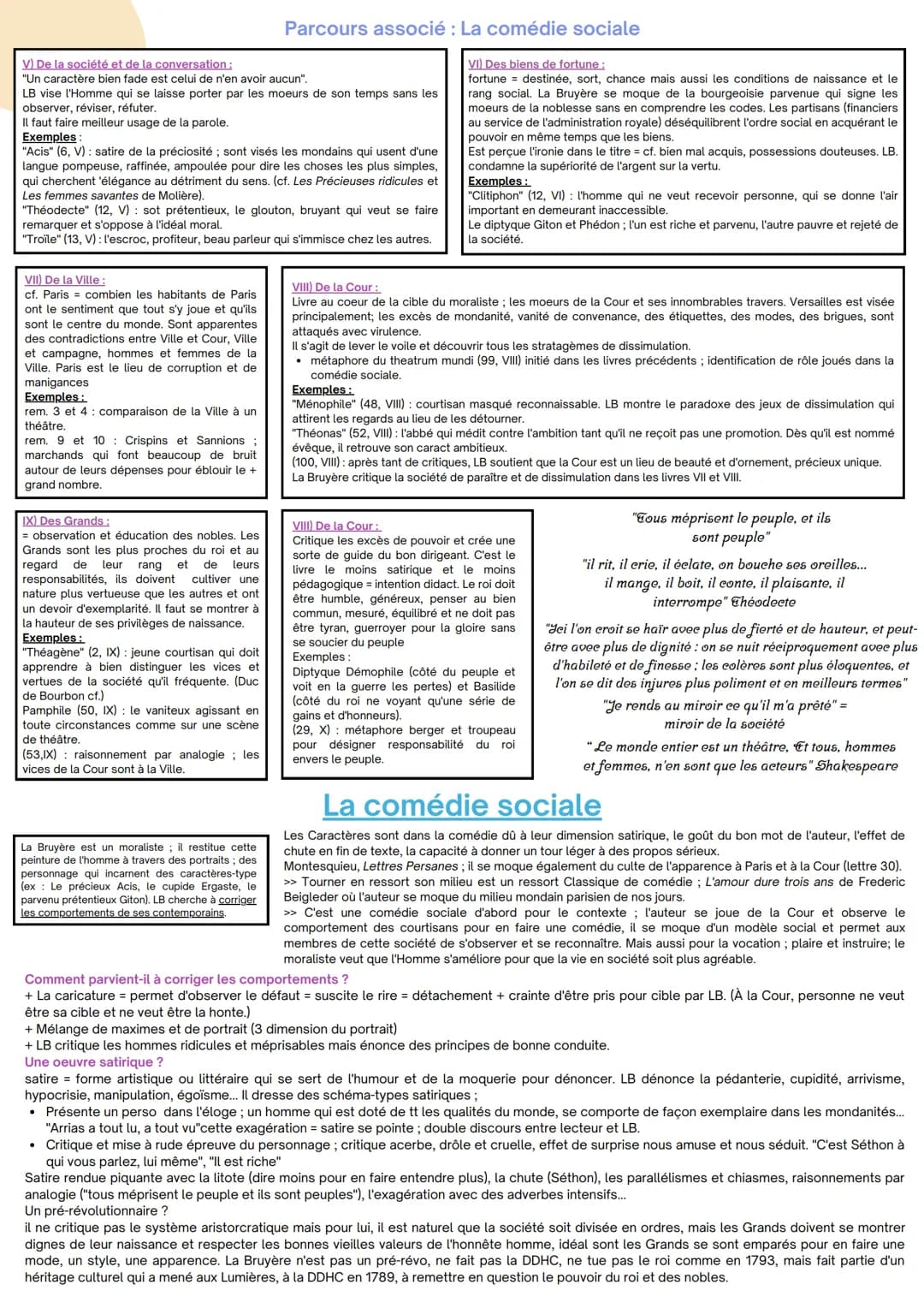 Les · Caractères où les moeurs de ce siècle.
Comédie
= pièce de tonalité comique, qui cherchent
à susciter le rire des spectateurs, action
p