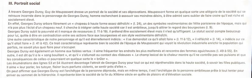 Commentaire de Bel Ami
I. Portrait moral
Georges Duroy est un personnage aux multiples facettes. C'est un homme qui se laisse aller à ses dé
