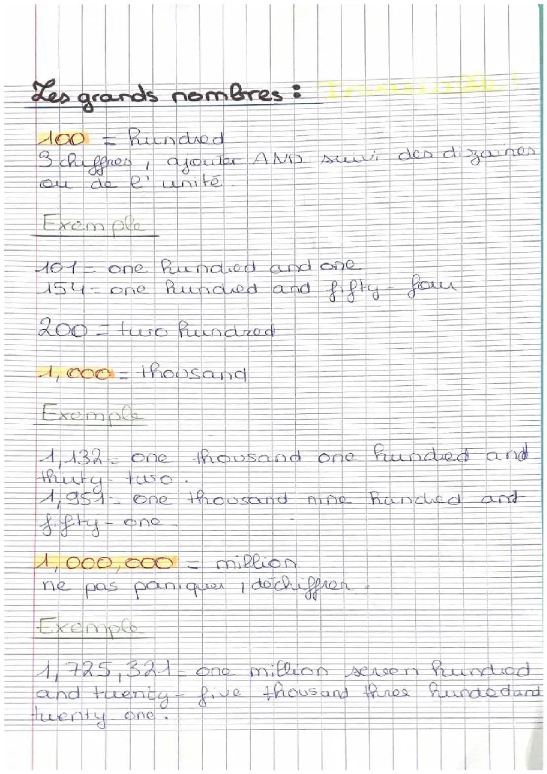 Les grands nombres anglais 