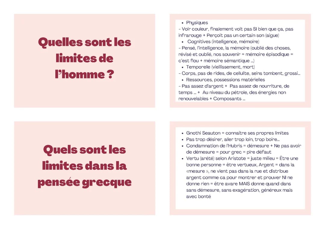 flashcards Humain et ses limites HLP