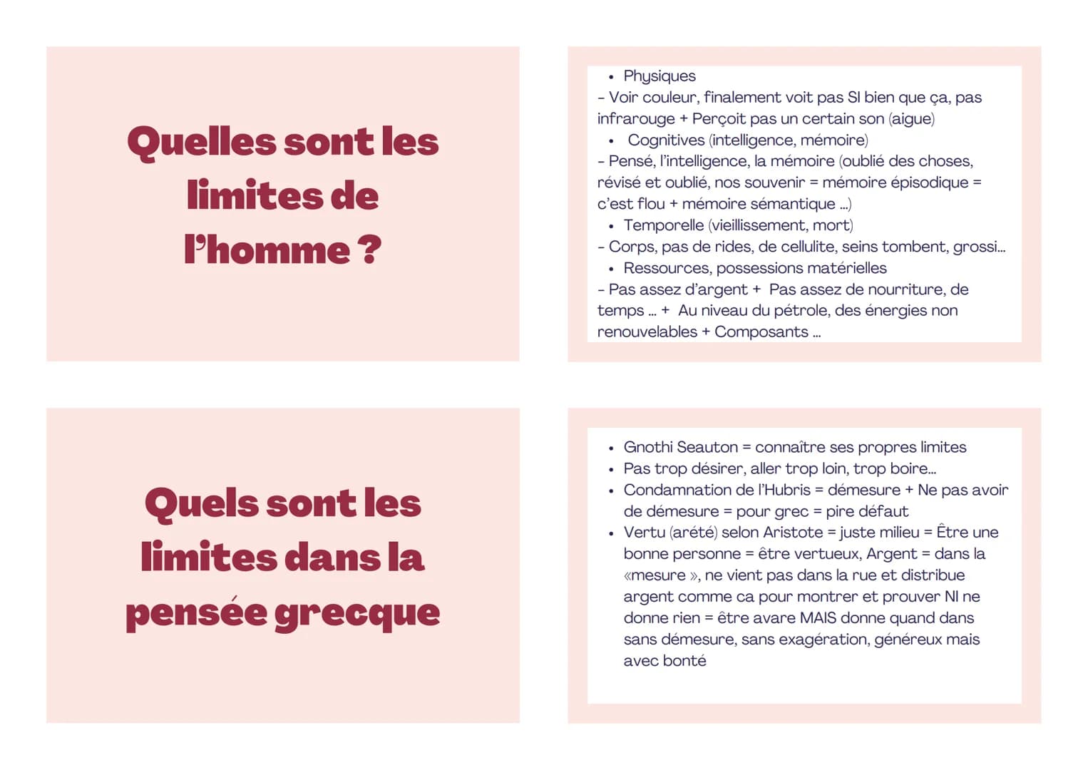 Quelles sont les
limites de
l'homme ?
Physiques
- Voir couleur, finalement voit pas SI bien que ça, pas
infrarouge + Perçoit pas un certain 