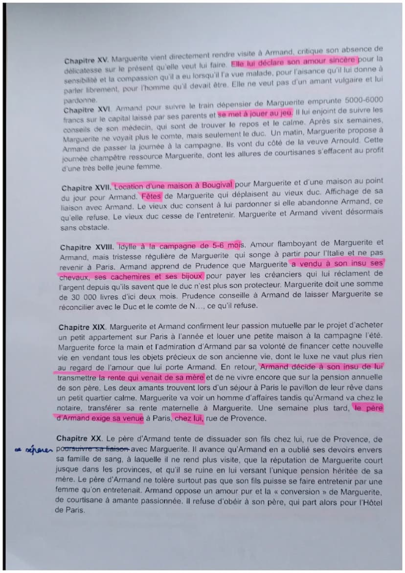 FICHE DE LECTURE, LA DAME AUX CAMÉLIAS
ANNOTER LE LIVRE
RÉSUMÉ CHAPITRE PAR CHAPITRE
Chapitre I. Le narrateur découvre à l'occasion d'une ve