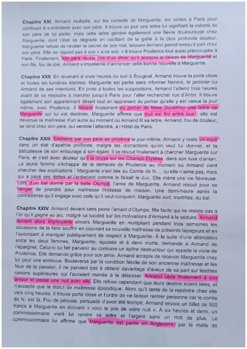 FICHE DE LECTURE, LA DAME AUX CAMÉLIAS
ANNOTER LE LIVRE
RÉSUMÉ CHAPITRE PAR CHAPITRE
Chapitre I. Le narrateur découvre à l'occasion d'une ve