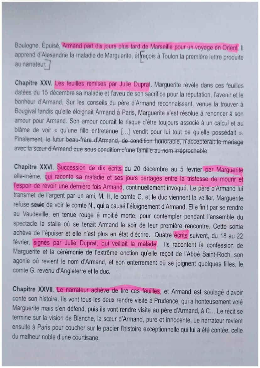 FICHE DE LECTURE, LA DAME AUX CAMÉLIAS
ANNOTER LE LIVRE
RÉSUMÉ CHAPITRE PAR CHAPITRE
Chapitre I. Le narrateur découvre à l'occasion d'une ve