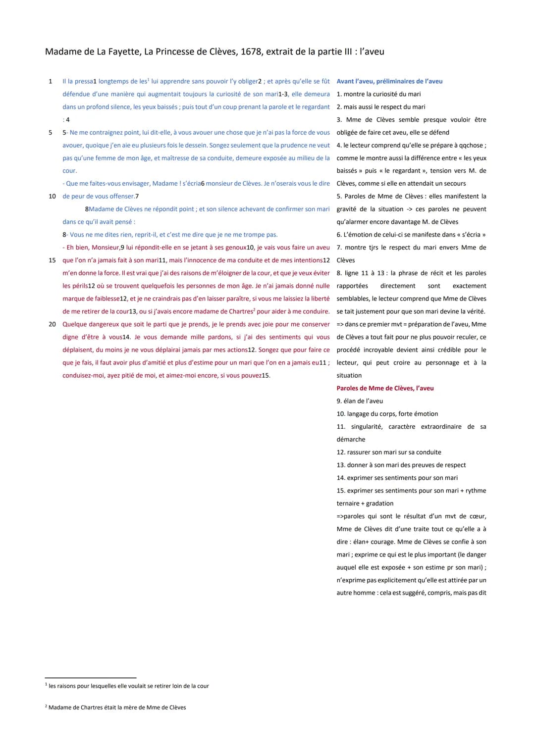 Madame de La Fayette, La Princesse de Clèves, 1678, extrait de la partie III: l'aveu
1
Il la pressa1 longtemps de les¹ lui apprendre sans po