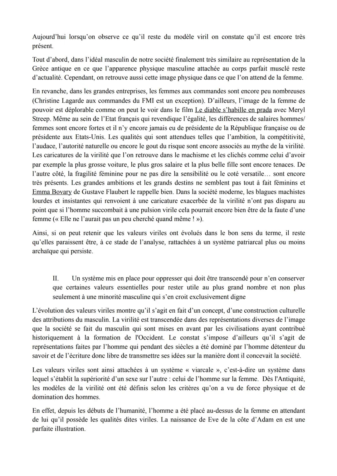 Marie ADAM 212
SUJET : Les valeurs viriles sont-elles toujours utiles actuellement ?
La virilité se définit comme un ensemble des caractères