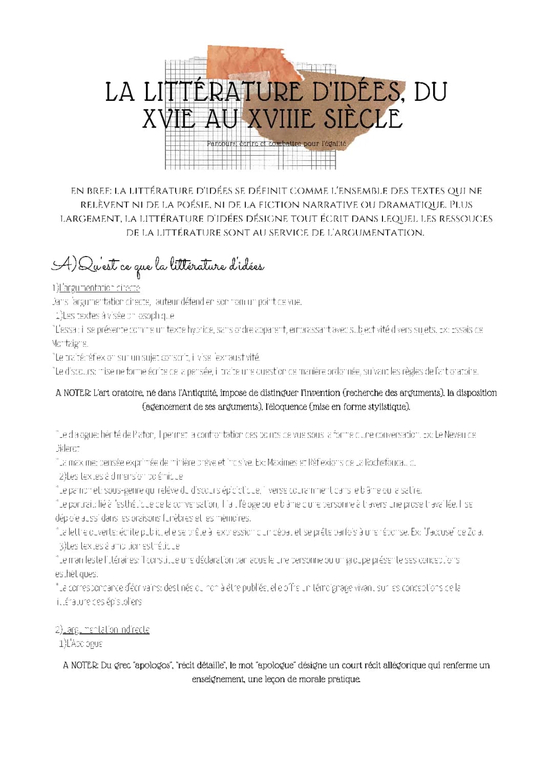 La littérature d'idées
