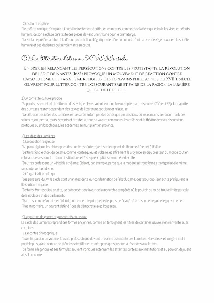 LA LITTÉRATURE D'IDÉES, DU
XVIE AU XVIIIE SIÈCLE
EN BREF: LA LITTÉRATURE D'IDÉES SE DÉFINIT COMME L'ENSEMBLE DES TEXTES QUI NE
RELÈVENT NI D