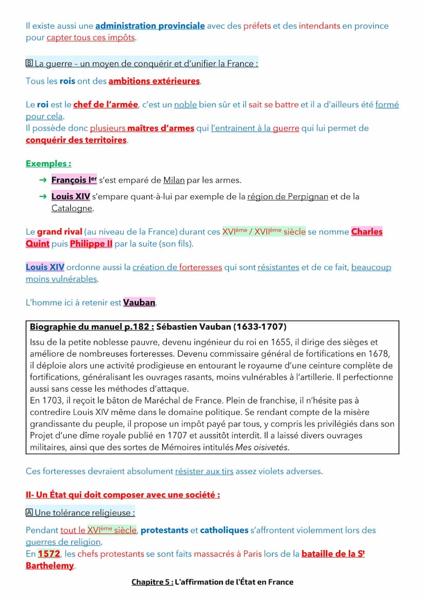 Chapitre 5 : L'affirmation de l'État en France
En ce début du XVIème siècle, le Roi de France est déjà puissant d'une part par ses conquêtes