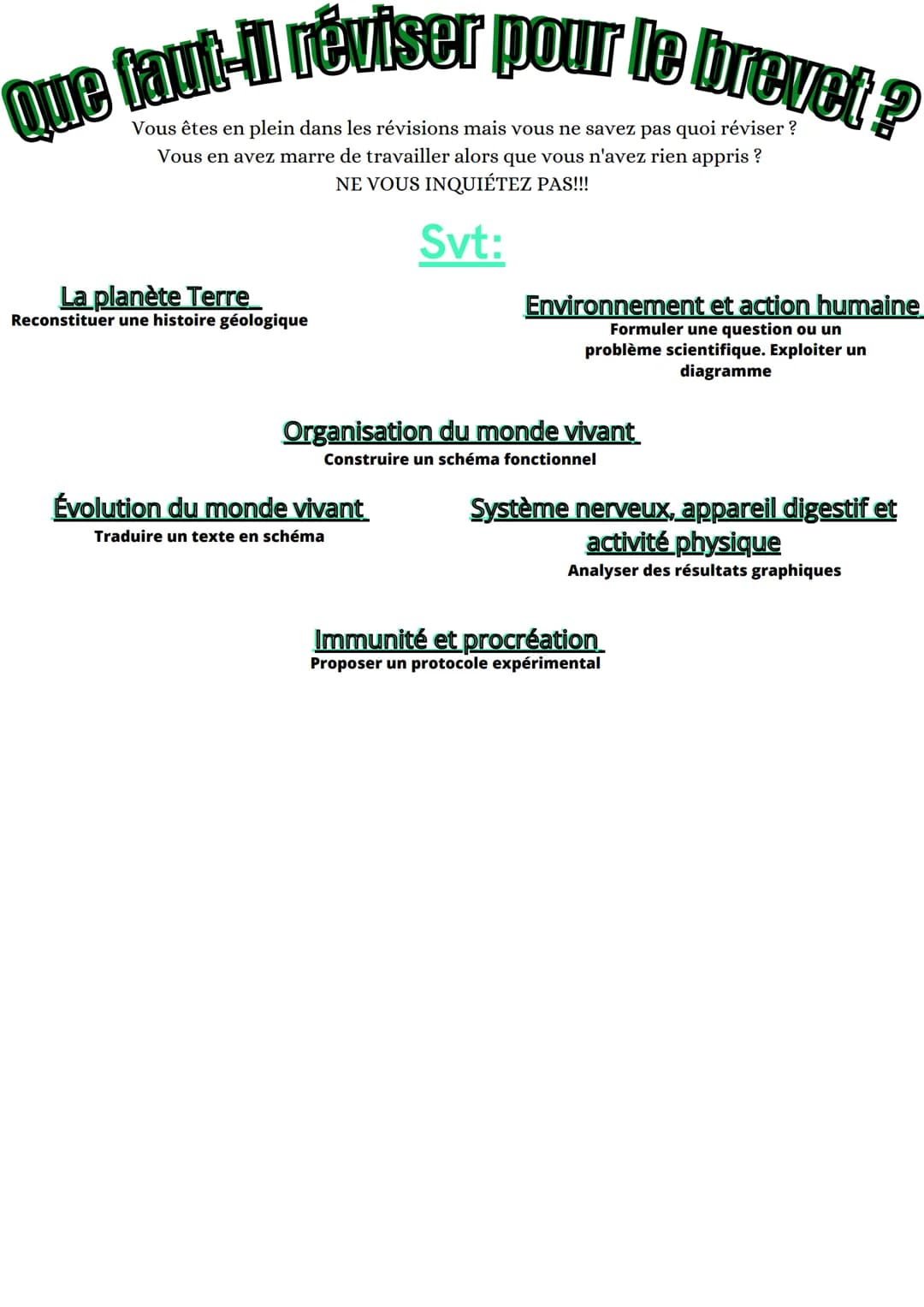 Que faut-il réviser pour le brevet?
Vous êtes en plein dans les révisions mais vous ne savez pas quoi réviser ?
Vous en avez marre de travai