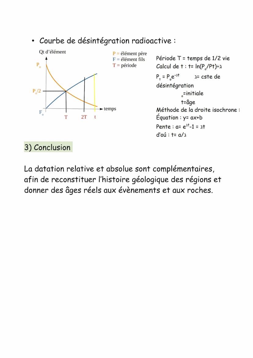 FICHE DE REVISION_SPE SVT
2) Chronologie absolue
La datation absolue, repose sur le phénomène de
radioactivité des éléments chimiques et per