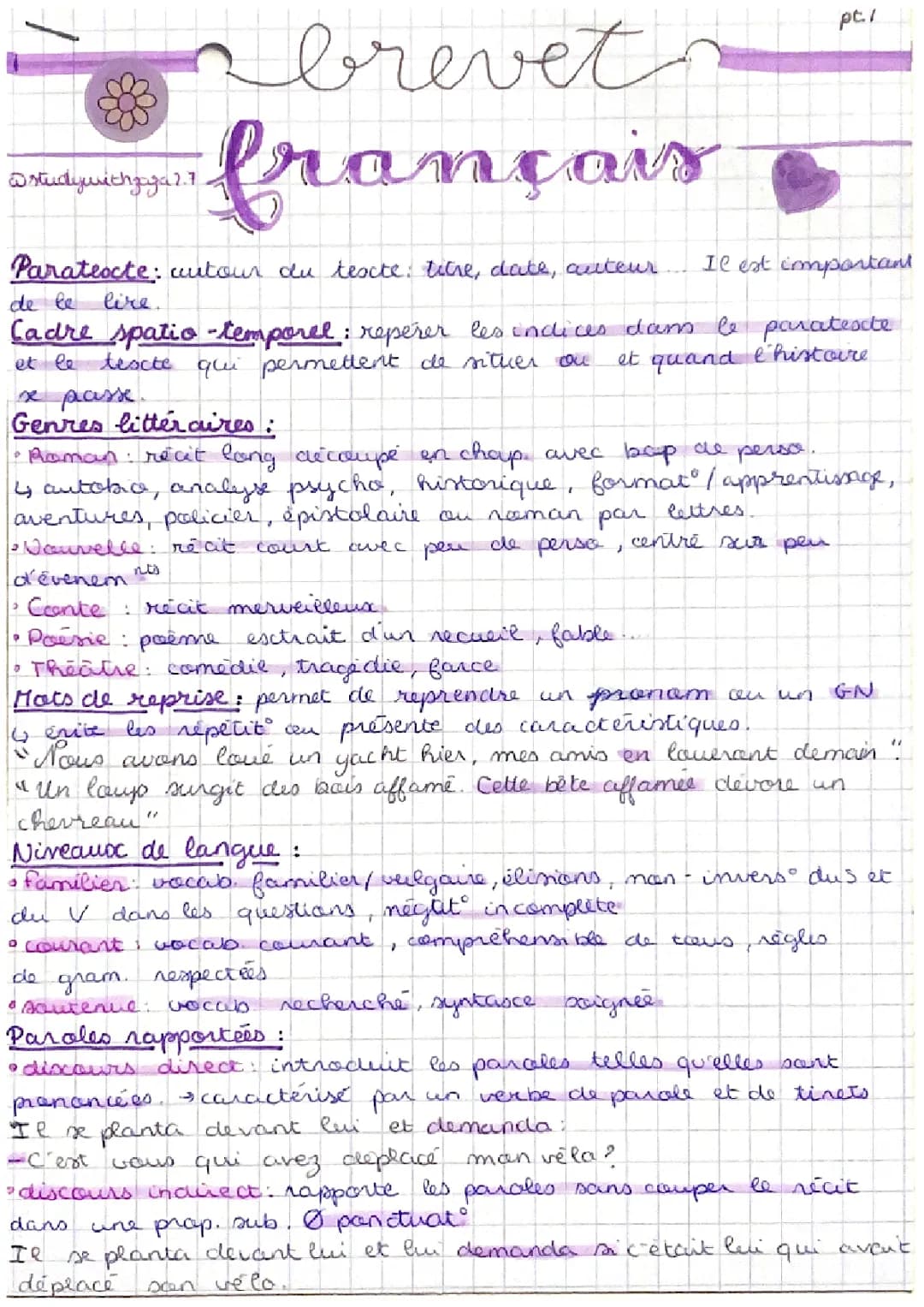 Fiche Révision Brevet Français PDF : Genres Littéraires, Conjugaison et Exercices